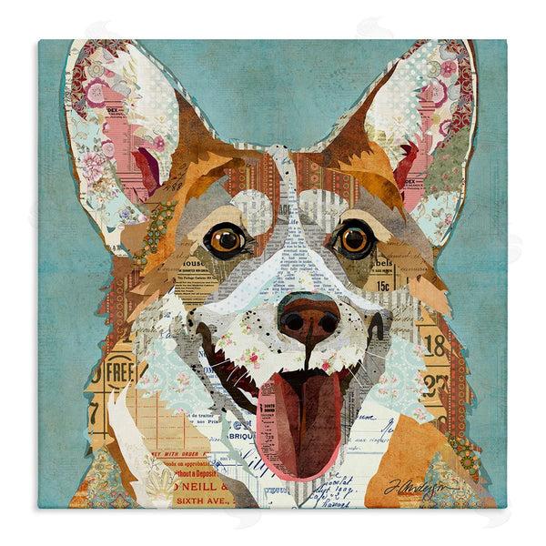 stupell industries Traci Anderson | Vintage Ephemera Corgi Portrait Collage Wall Art