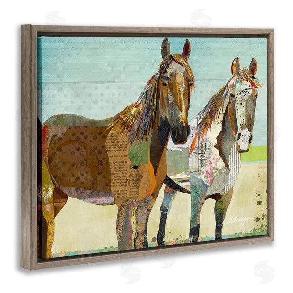Stupell Industries Traci Anderson | Wild Farm Horses Layered Newsprint Collage Arrangement Wall Art