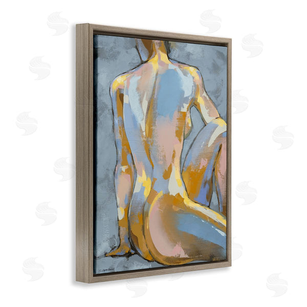 Stupell Industries Trevor Copenhaver | Modern Blue Brushed Sitting Nude Wall Art