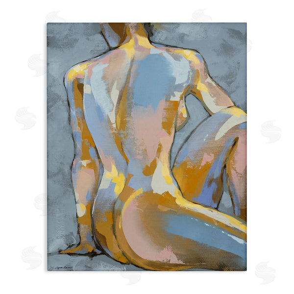 stupell industries Trevor Copenhaver | Modern Blue Brushed Sitting Nude Wall Art