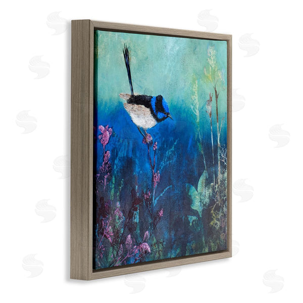 Stupell Industries Trudy Rice | Blue Bird Perched Sea Life Coral Underwater Scene Wall Art
