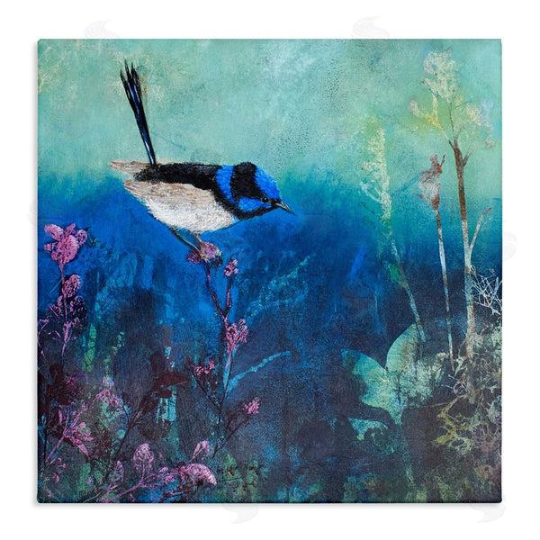 stupell industries Trudy Rice | Blue Bird Perched Sea Life Coral Underwater Scene Wall Art