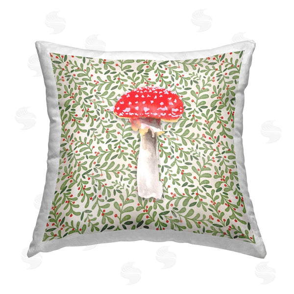 stupell industries Two If By Sea Studios | Grey Mushroom Pattern Printed Throw Pillow