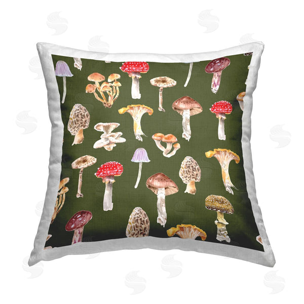 stupell industries Two If By Sea Studios | Mushroom Patter on Grey Printed Throw Pillow