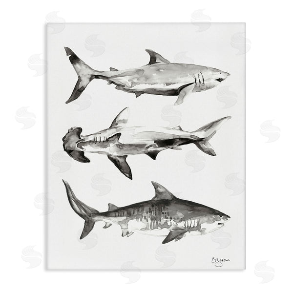 stupell industries Two If By Sea Studios | Nautical Shark Trio Wall Art