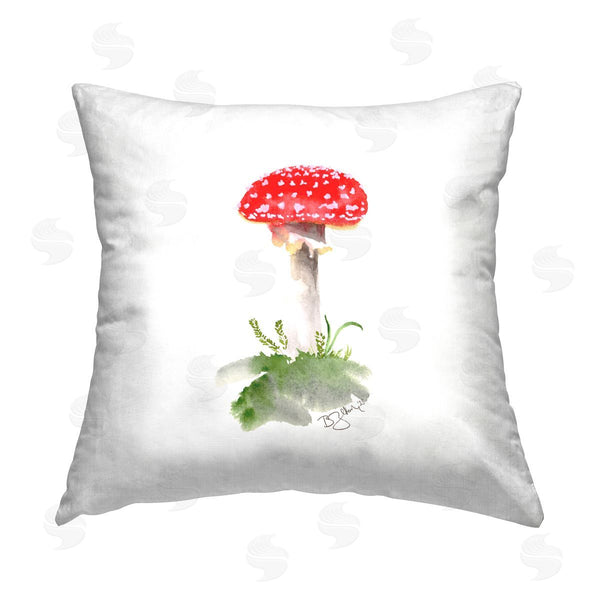 stupell industries Two If By Sea Studios | Red Mushroom on White Printed Throw Pillow