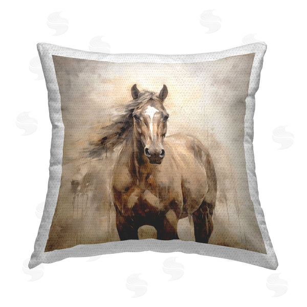 Stupell Industries Unknown Artist | Horse With Modern Drip Printed Throw Pillow