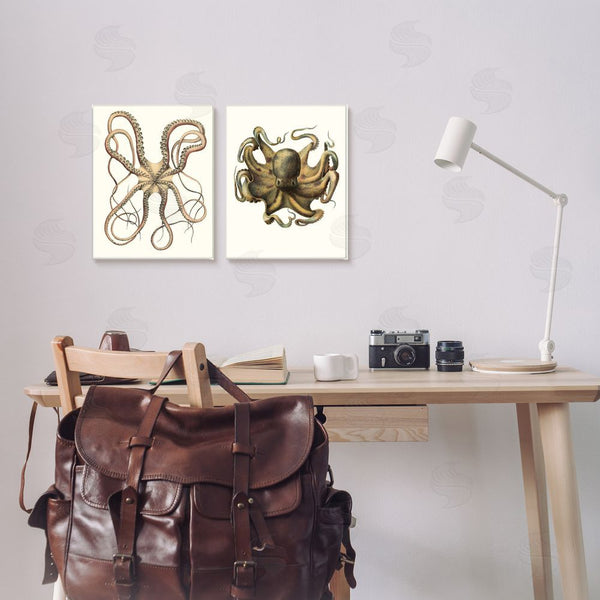 Stupell Industries Unknown Artist | Vintage Octopus Illustration Curved Tentacles Wall Art