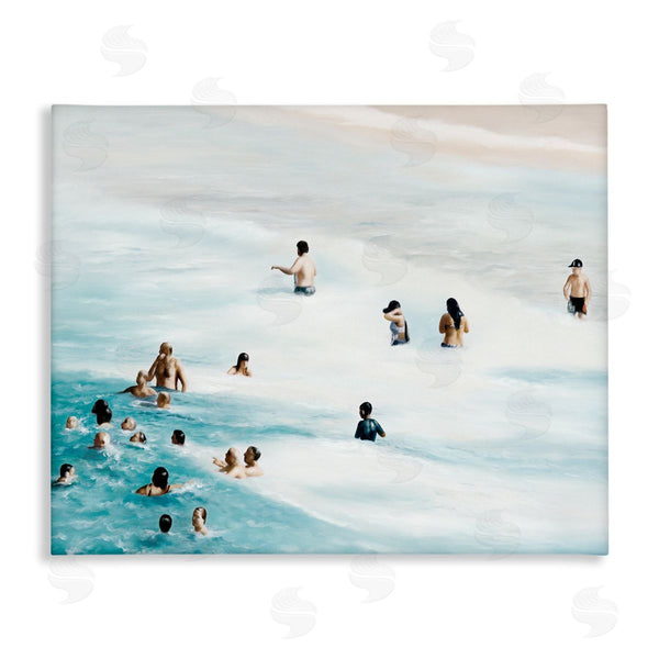 stupell industries Urban Road | People Swimming in Beach Waves