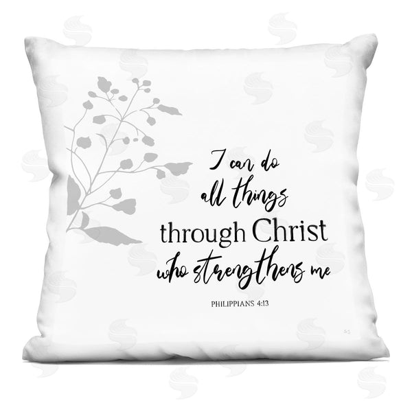stupell industries Val Rhodes | All Things Through Christ Printed Throw Pillow