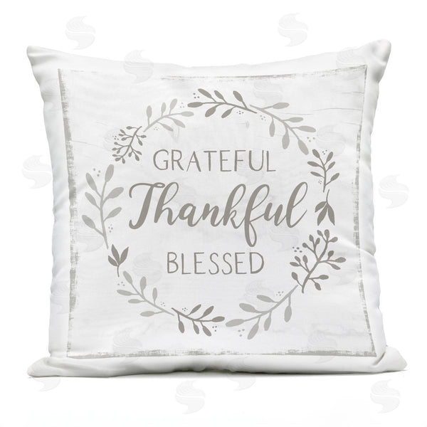 Stupell Industries Val Rhodes | Cottage Gratitude Wreath Printed Throw Pillow
