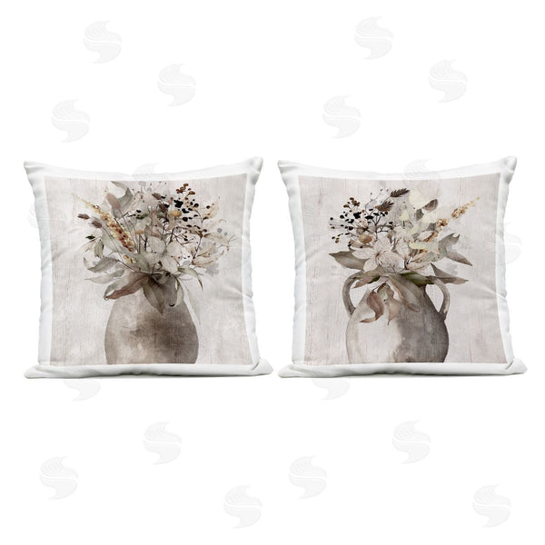 Stupell Industries Val Rhodes | Country Rustic Gathered Flowers Printed Throw Pillow Set