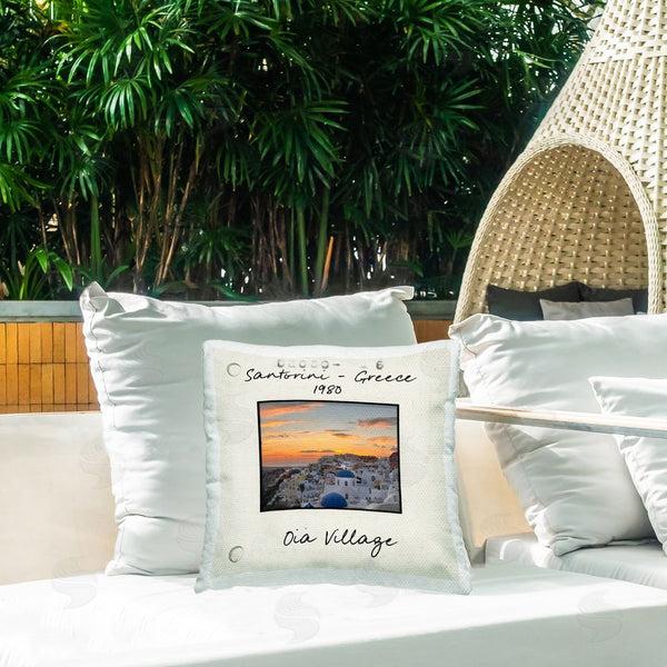 Stupell Industries Val Rhodes | Greece Travel City View Printed Throw Pillow