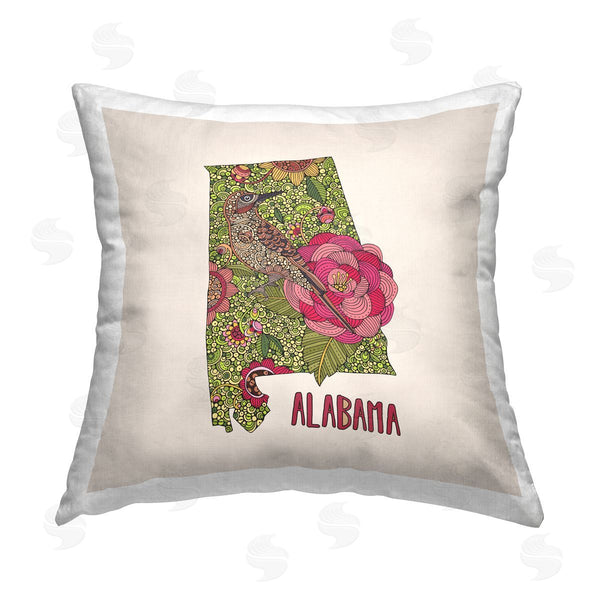 stupell industries Valentina Harper | Alabama Camellia Flower Bird Printed Throw Pillow