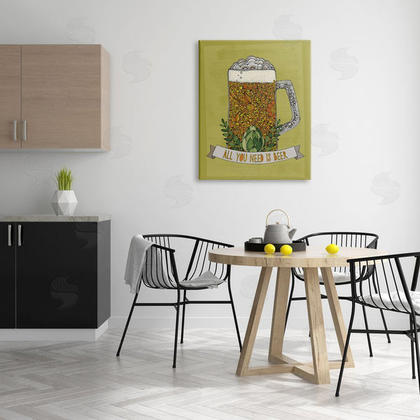 Stupell Industries Valentina Harper | All You Need Is Beer Floral Pattern Stein Mug Wall Art