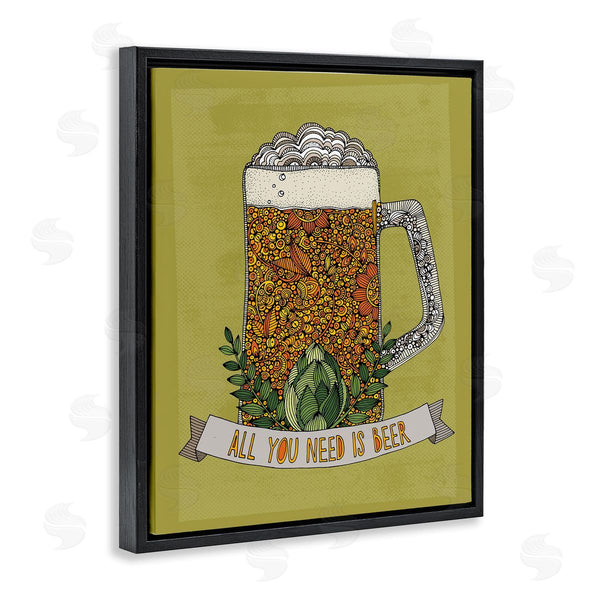 Stupell Industries Valentina Harper | All You Need Is Beer Floral Pattern Stein Mug Wall Art