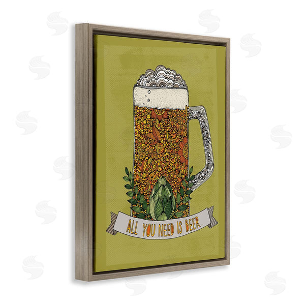 Stupell Industries Valentina Harper | All You Need Is Beer Floral Pattern Stein Mug Wall Art