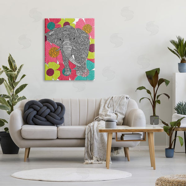 Stupell Industries Valentina Harper | Bold Modern Elephant Flower Blossoms Intricate Patterns Wall Art