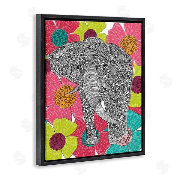 Stupell Industries Valentina Harper | Bold Modern Elephant Flower Blossoms Intricate Patterns Wall Art