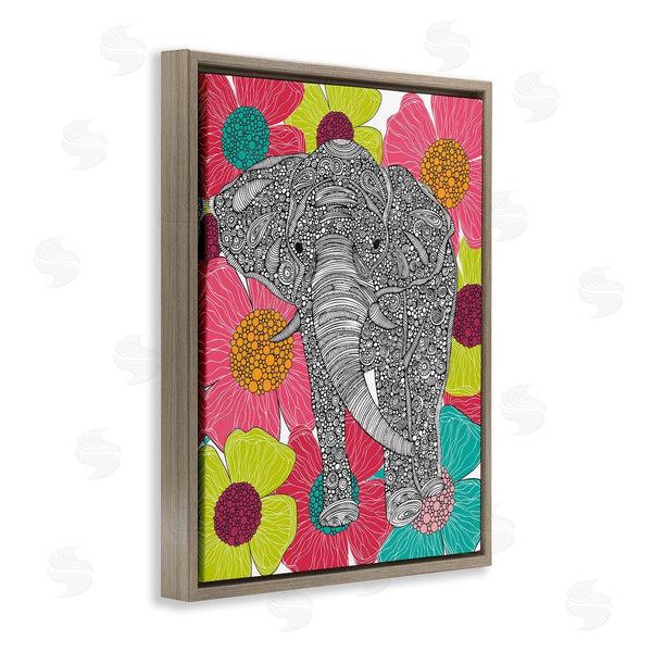 Stupell Industries Valentina Harper | Bold Modern Elephant Flower Blossoms Intricate Patterns Wall Art