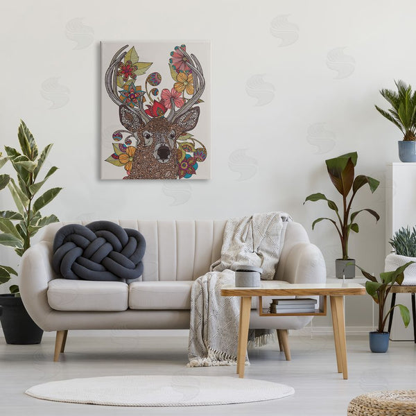 Stupell Industries Valentina Harper | Buck Deer Portrait Interwoven Flower Mandala Fractals Wall Art