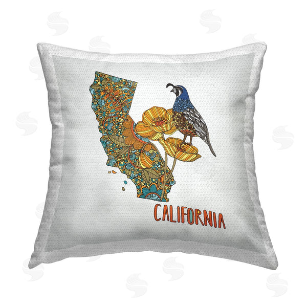 Stupell Industries Valentina Harper | California Poppy Patterned Quail Printed Throw Pillow