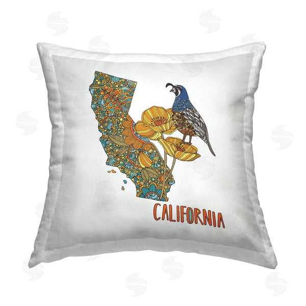 stupell industries Valentina Harper | California Poppy Patterned Quail Printed Throw Pillow