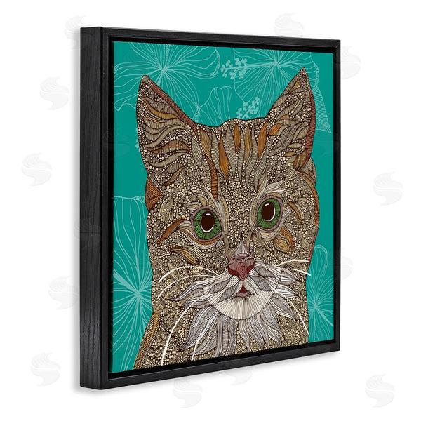 Stupell Industries Valentina Harper | Cat Portrait Hibiscus Botanicals Abstract Fractal Designs Wall Art