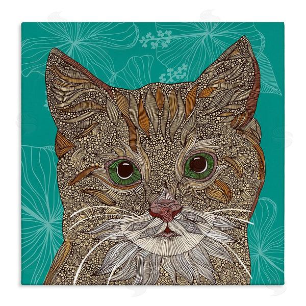 stupell industries Valentina Harper | Cat Portrait Hibiscus Botanicals Abstract Fractal Designs Wall Art