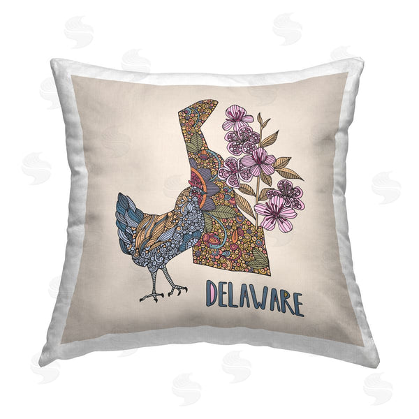 stupell industries Valentina Harper | Delaware Blue Hen Blossom Pattern Printed Throw Pillow