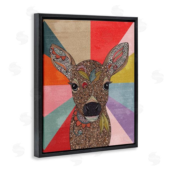 Stupell Industries Valentina Harper | Detailed Fawn Pop Style Stripes Floral Patterns Wall Art