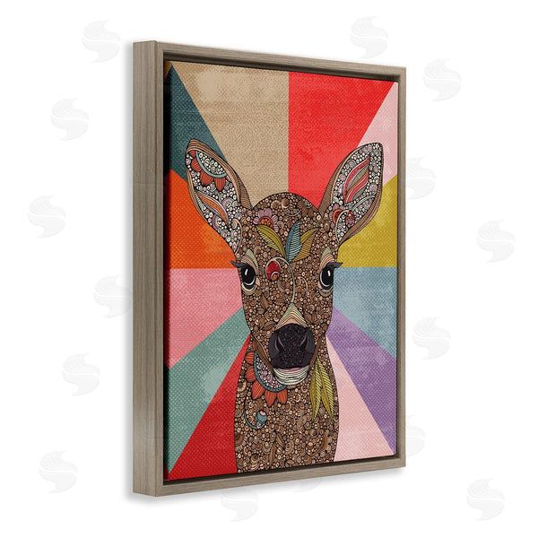Stupell Industries Valentina Harper | Detailed Fawn Pop Style Stripes Floral Patterns Wall Art