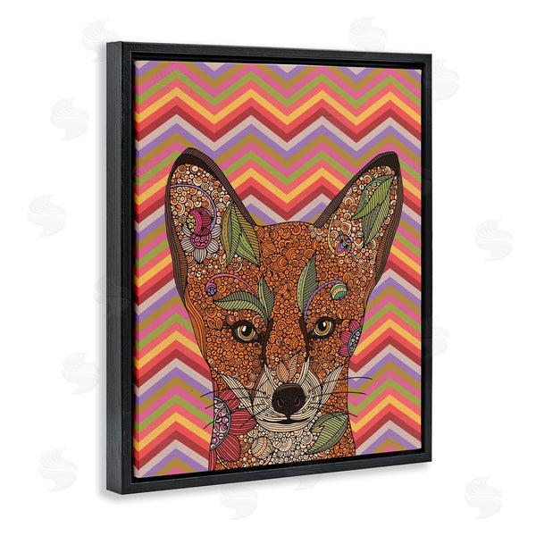 Stupell Industries Valentina Harper | Detailed Fox Retro Zig Zag Pattern Mandala Fractals Wall Art