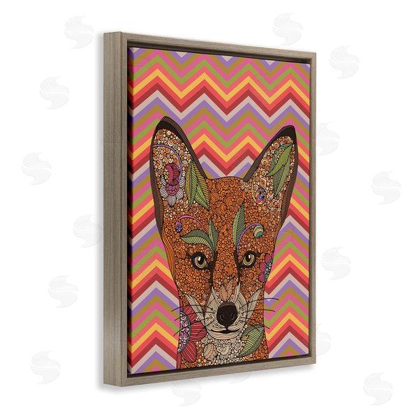 Stupell Industries Valentina Harper | Detailed Fox Retro Zig Zag Pattern Mandala Fractals Wall Art