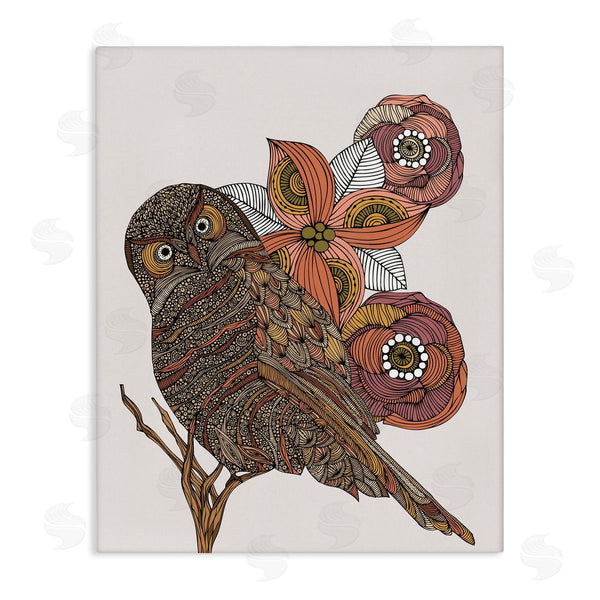 stupell industries Valentina Harper | Elaborate Patterned Owl Flower Blossom Stripes Detail Wall Art