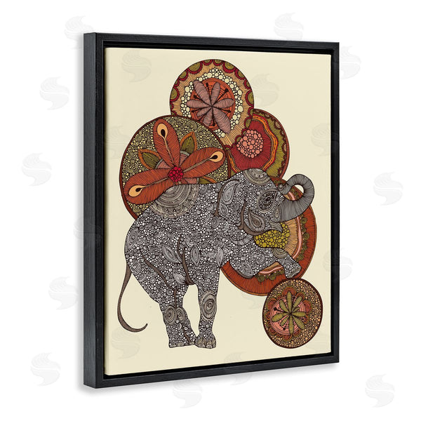 Stupell Industries Valentina Harper | Elephant & Ball Detailed Mandala Fractals Floral Shapes Wall Art