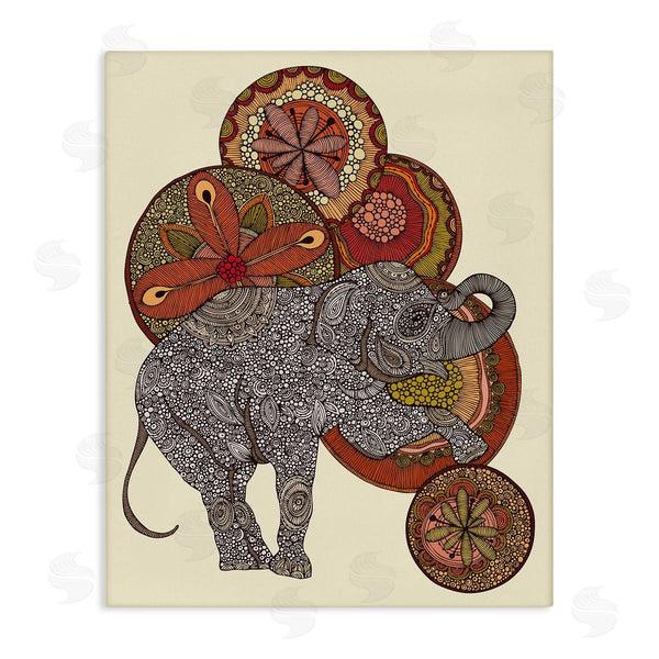 stupell industries Valentina Harper | Elephant & Ball Detailed Mandala Fractals Floral Shapes Wall Art