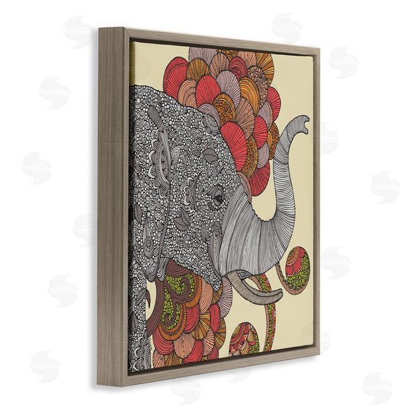 Stupell Industries Valentina Harper | Elephant Wildlife Detailed Floral Pattern Mandala Shapes Wall Art
