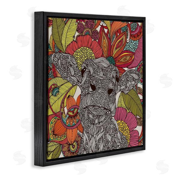 Stupell Industries Valentina Harper | Farm Cow Detailed Fractals Abstract Floral Blossoms Wall Art