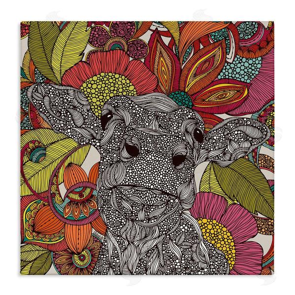 stupell industries Valentina Harper | Farm Cow Detailed Fractals Abstract Floral Blossoms Wall Art