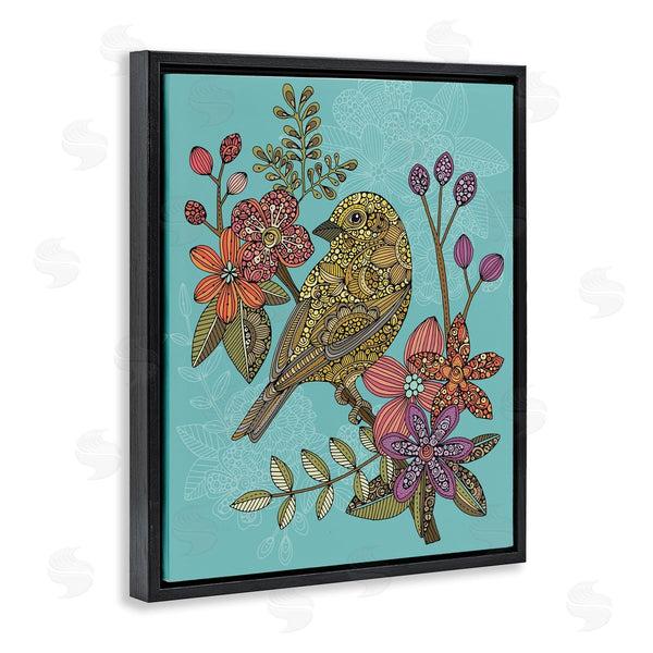 Stupell Industries Valentina Harper | Finch Perched Flower Branch Intricate Pattern Designs Wall Art