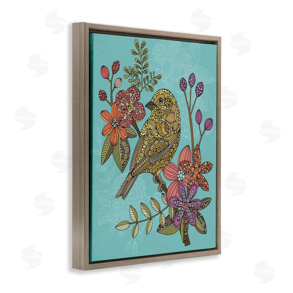 Stupell Industries Valentina Harper | Finch Perched Flower Branch Intricate Pattern Designs Wall Art
