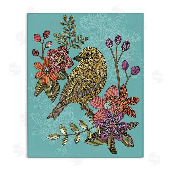 stupell industries Valentina Harper | Finch Perched Flower Branch Intricate Pattern Designs Wall Art