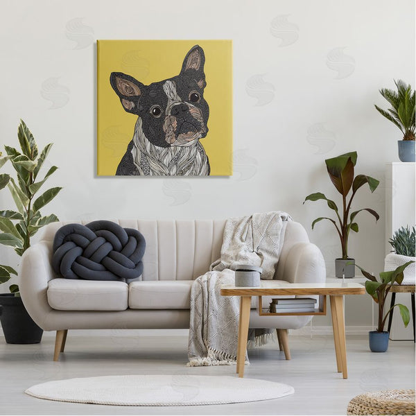 Stupell Industries Valentina Harper | French Bulldog Detailed Geometric Fractal Shapes Botanicals Wall Art