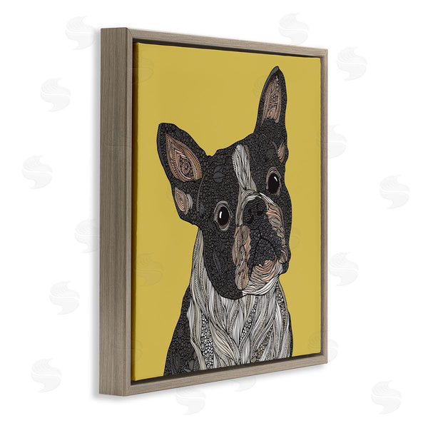 Stupell Industries Valentina Harper | French Bulldog Detailed Geometric Fractal Shapes Botanicals Wall Art