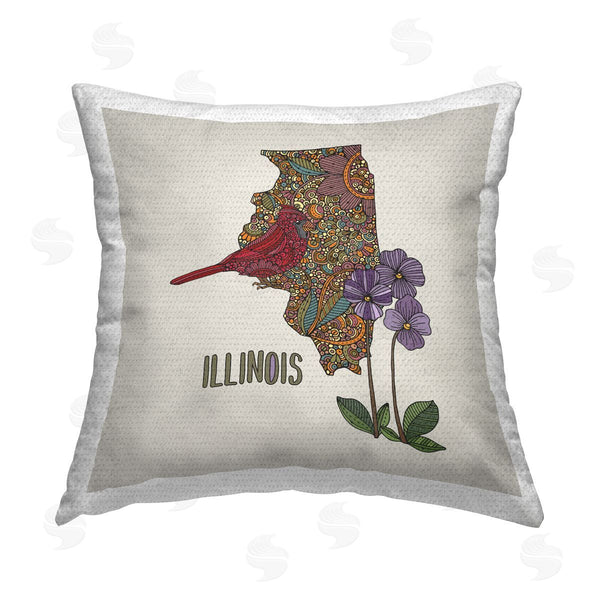 Stupell Industries Valentina Harper | Illinois State Bird & Flower Printed Throw Pillow