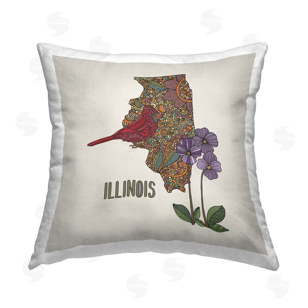 stupell industries Valentina Harper | Illinois State Bird & Flower Printed Throw Pillow