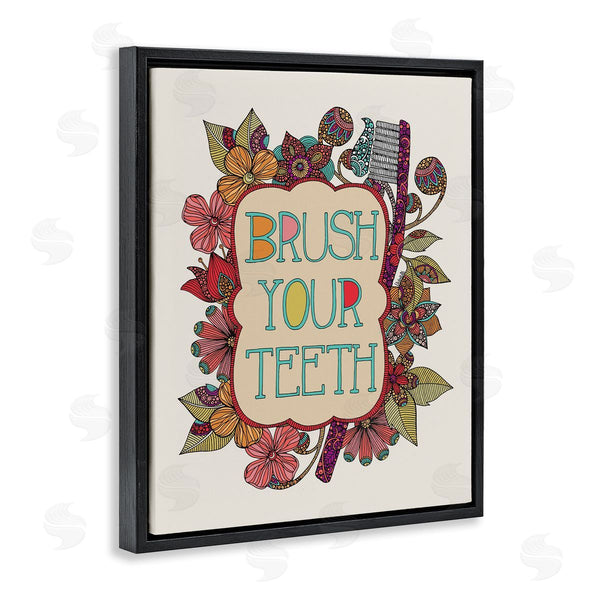 Stupell Industries Valentina Harper | Intricate Floral Shapes Brush Your Teeth Toothbrush Wall Art