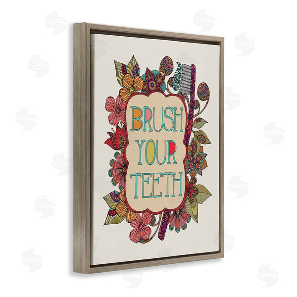 Stupell Industries Valentina Harper | Intricate Floral Shapes Brush Your Teeth Toothbrush Wall Art