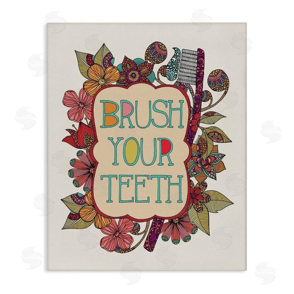 stupell industries Valentina Harper | Intricate Floral Shapes Brush Your Teeth Toothbrush Wall Art